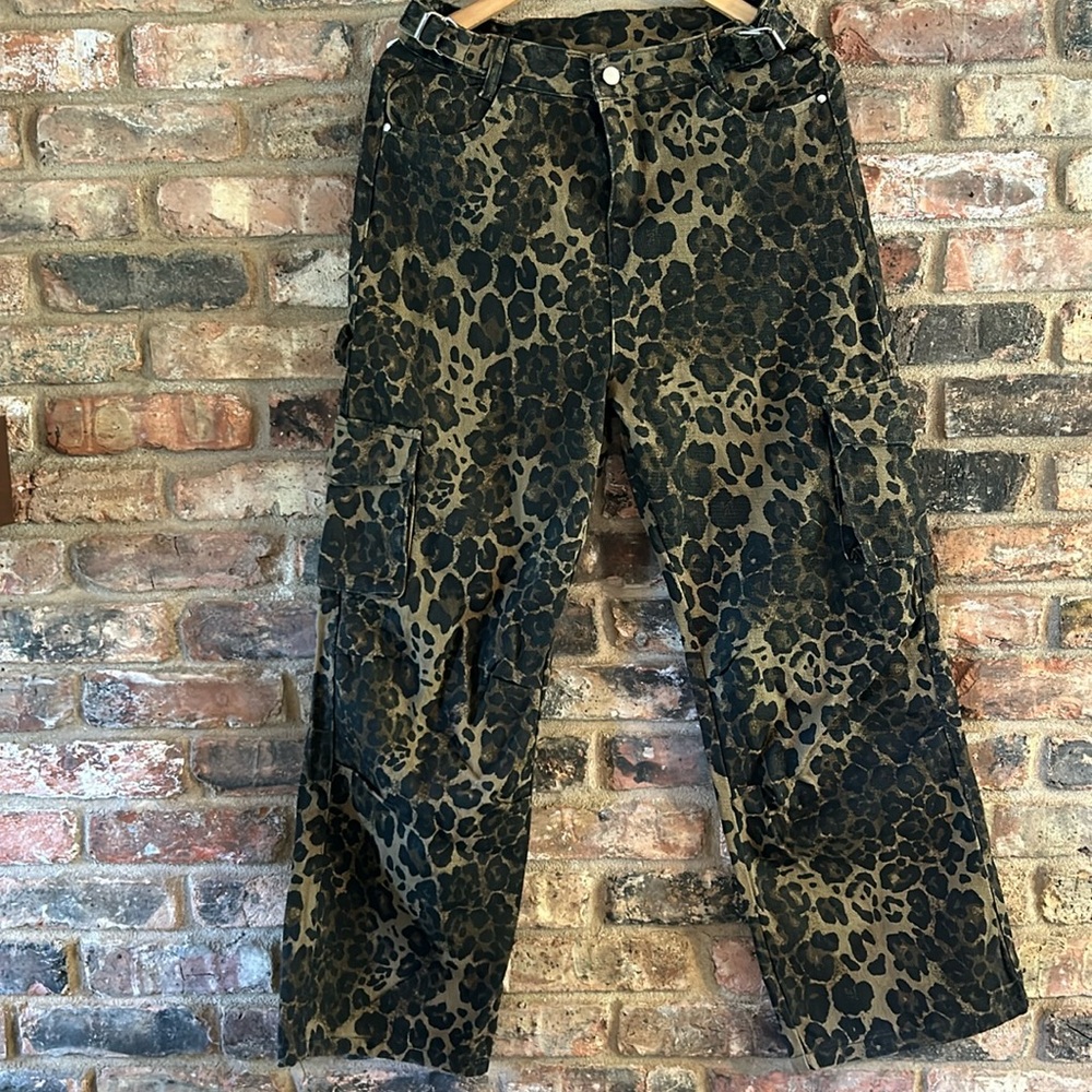 Cheetah print cargo pants